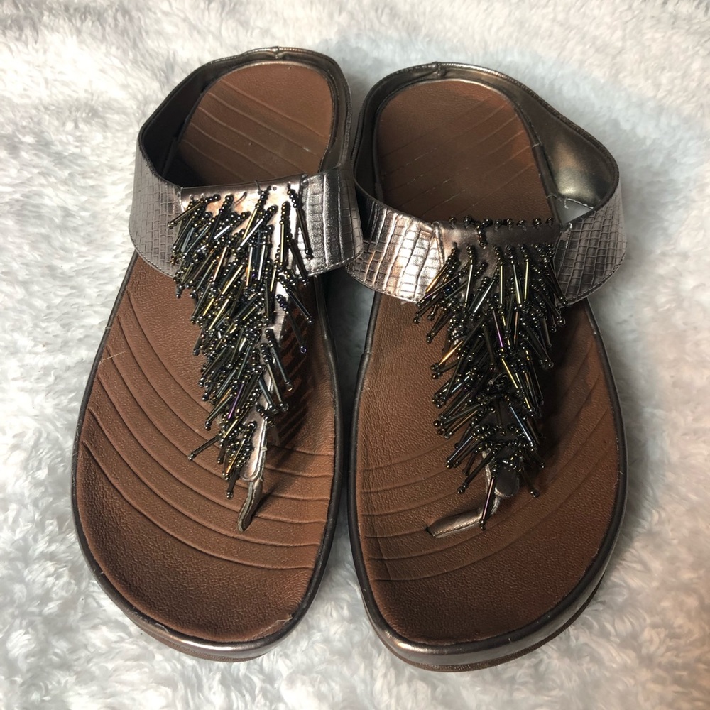 Silver wedged sandals
